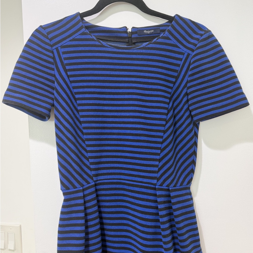Madewell Blue and Black Striped Dress Fits Size 4